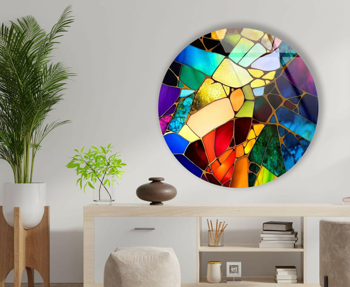 Vivid Stained Round Glass Wall Art custom glass photo prints, large glass prints