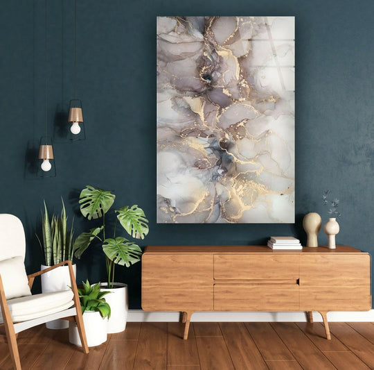 Golden fluid art hanging wall art flows with captivating visual rhythm in abstract waves.