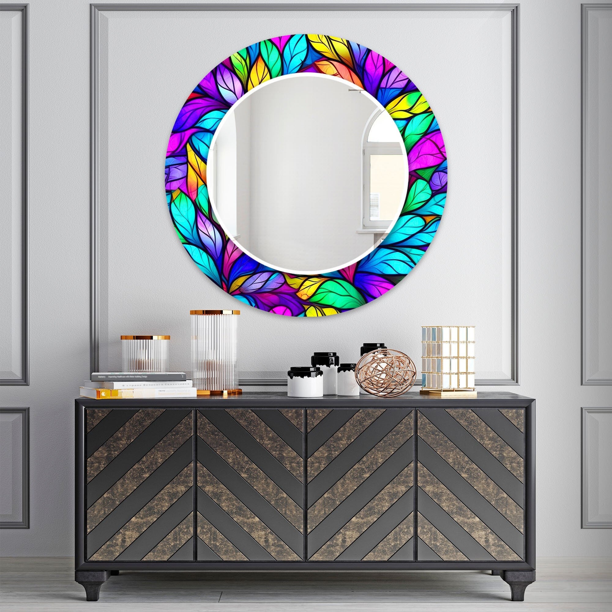 Stained Tempered Glass Wall Mirror