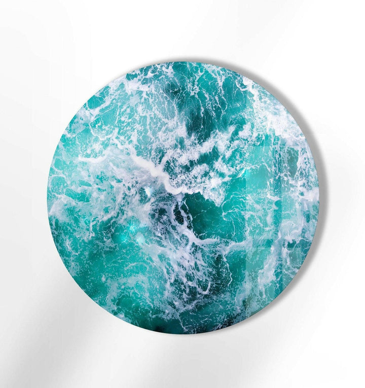 Wave Pattern Abstract Round Glass Wall Art custom glass photo prints, large glass prints