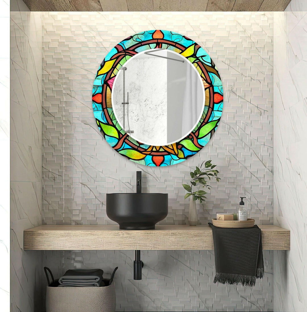Green and Blue Stained Wall Mirrors large wall mirror
