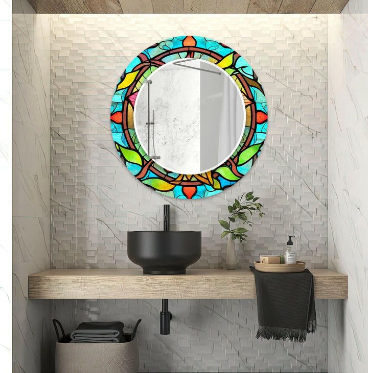 Green and Blue Stained Wall Mirrors large wall mirror
