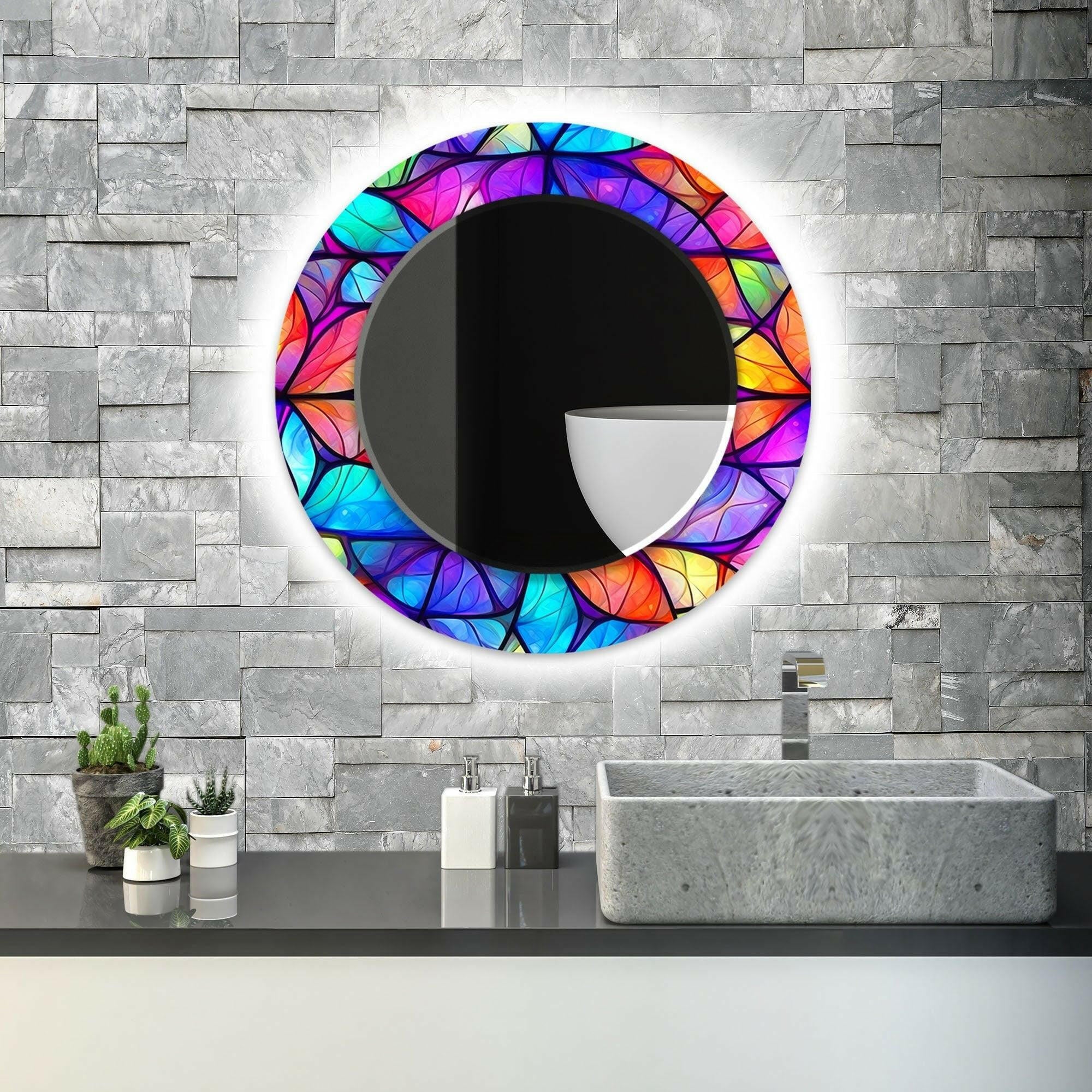 Stained Tempered Glass Wall Mirror