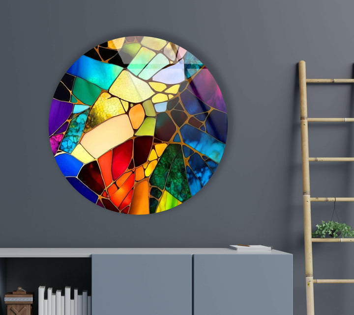 Vivid Stained Round Glass Wall Art large glass photo prints, glass wall photos