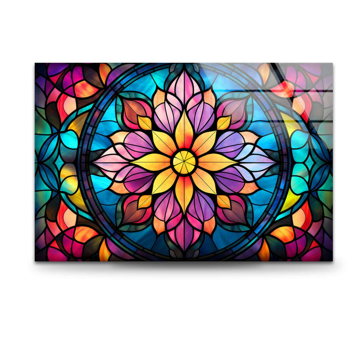 Stained Colored Flowers Glass Wall Art Glass Printing Wall Art, Print photos on glass