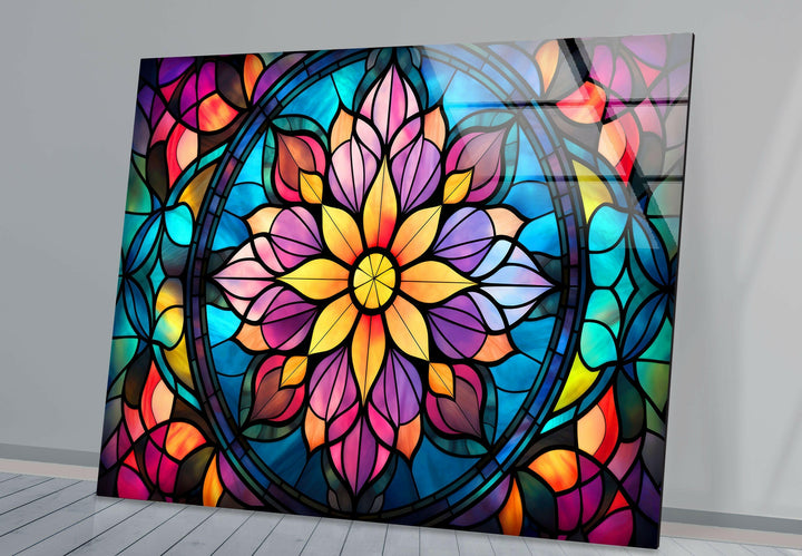 Stained Colored Flowers Glass Wall Art stained glass wall art, stained glass wall decor