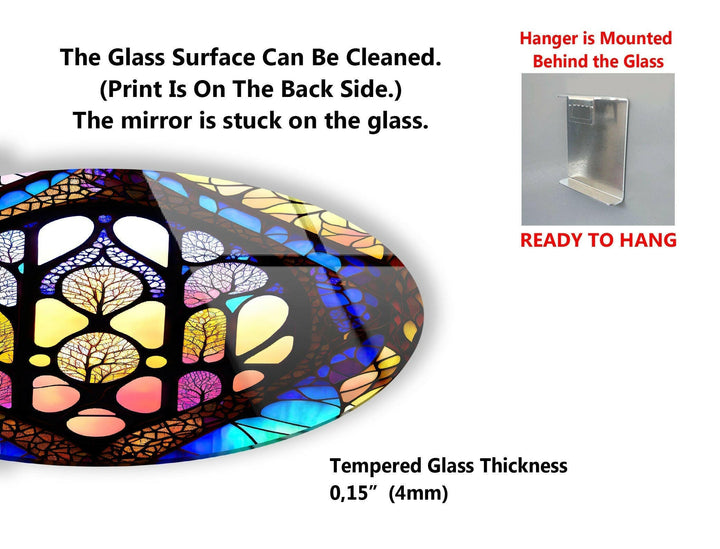 Stained Round Yellow & Brown Glass Wall Art