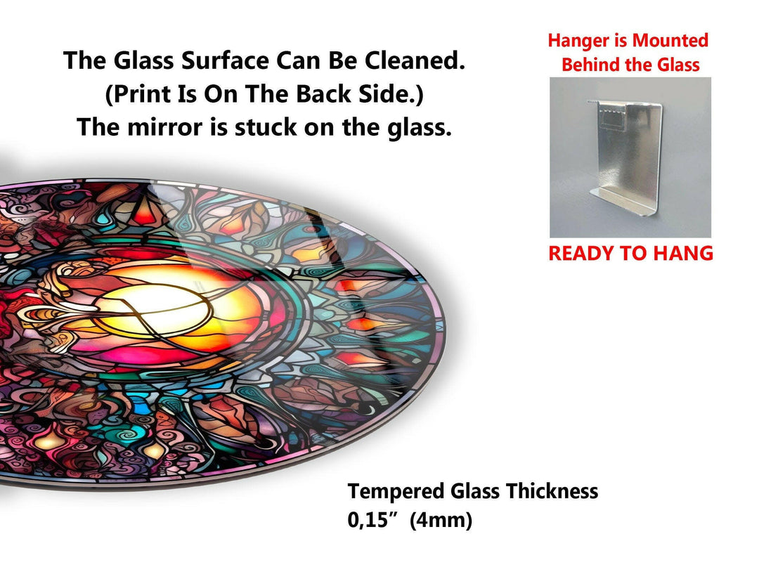 Stained Design Round Glass Wall Art