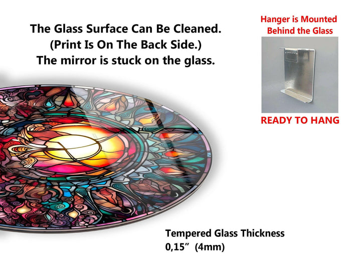 Stained Design Round Glass Wall Art