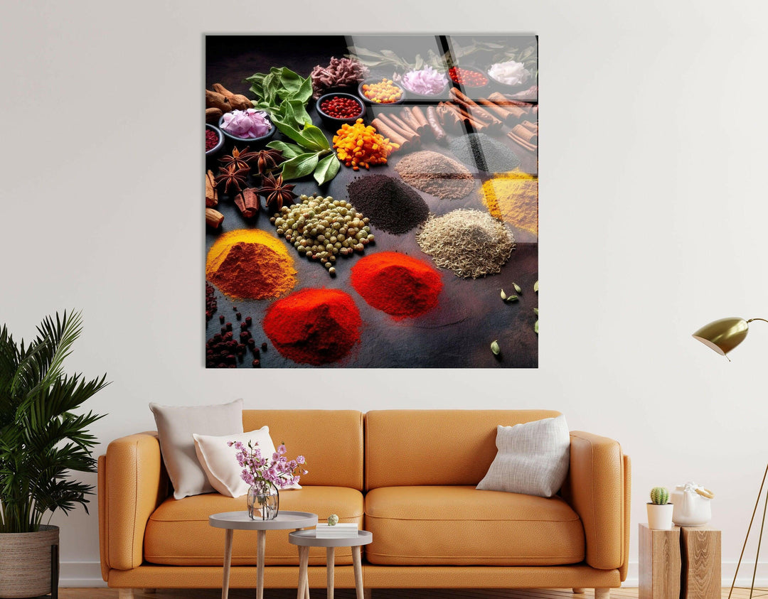 Spice Seasoning Glass Wall Art, glass pictures for Wall, glass prints wall art
