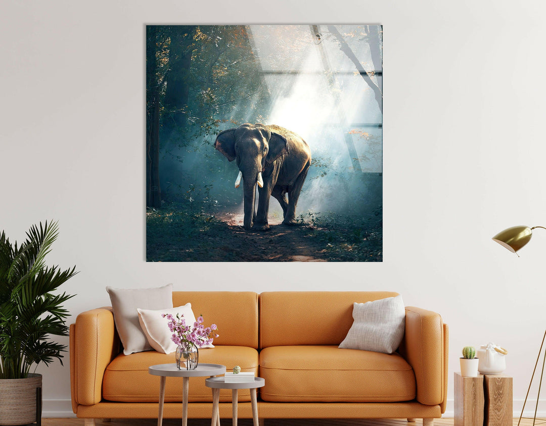 Elephant in Nature Glass Wall Art custom glass pictures, glass art prints