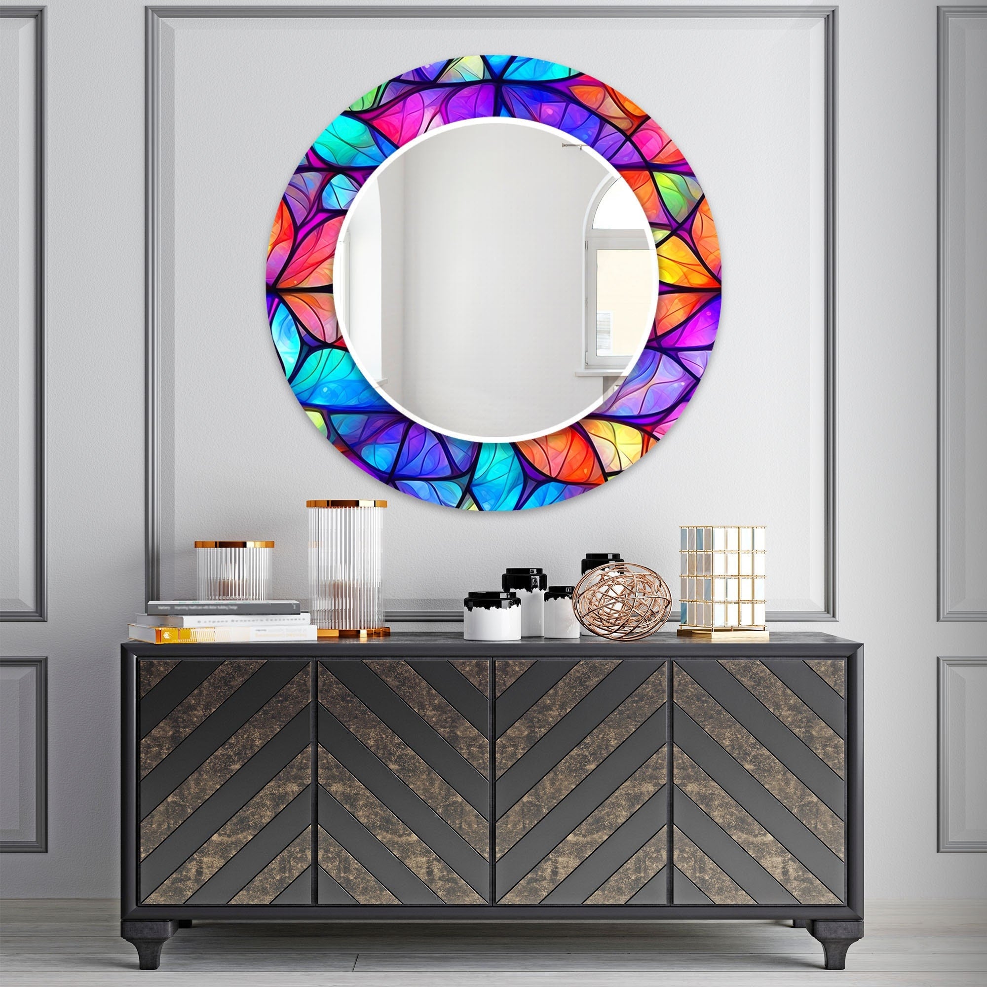 Stained Tempered Glass Wall Mirror