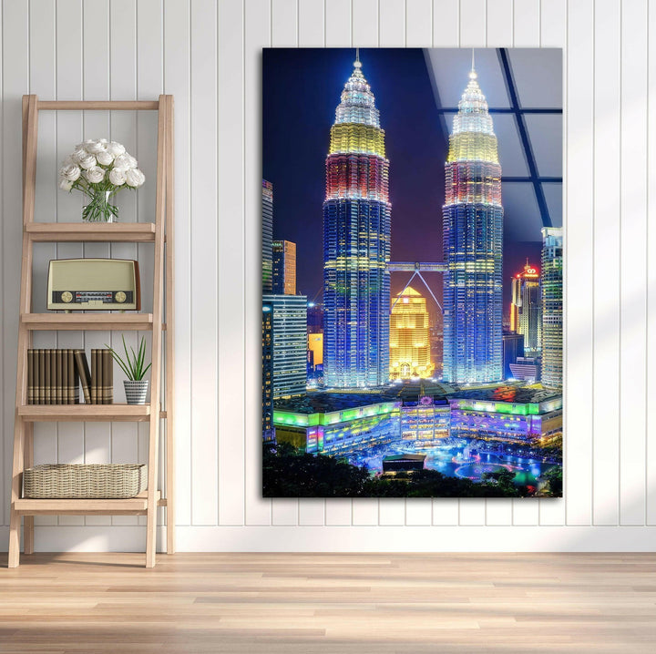 Petronas Twin Towers Glass Wall Art glass art painting, glass art for the Wall