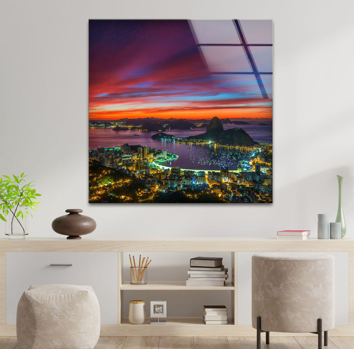Rio De Janeiro Landscape Glass Wall Art glass art painting, glass art for the Wall