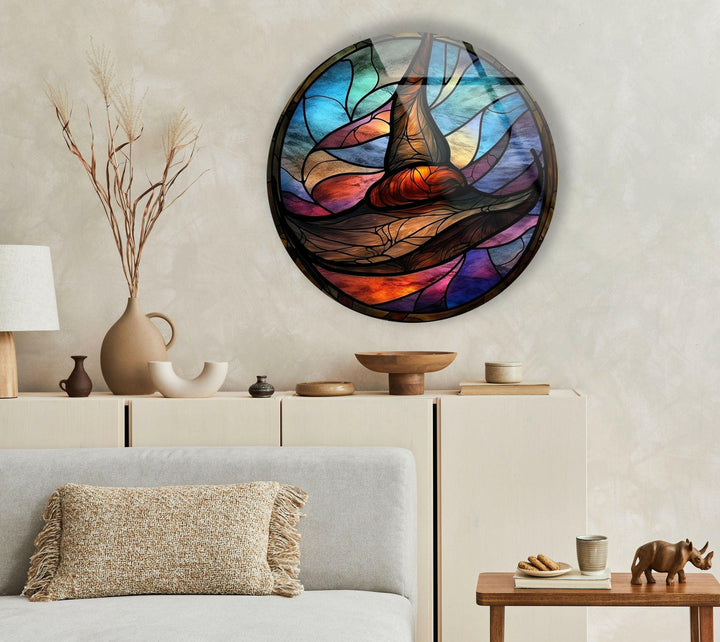 Halloween Decorative Stained Round Glass Wall Art glass photo prints, glass picture prints
