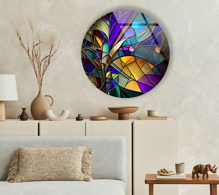 Colored Stained Round Glass Wall Art glass image printing, glass prints from photos
