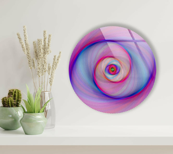 Purple Swirl Abstract Round Glass Wall Art Glass Printing Wall Art, Print photos on glass
