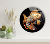 Golden Fish Round Tempered Glass Wall Art
