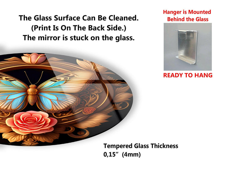 Butterfly Round Abstract Glass Wall Art