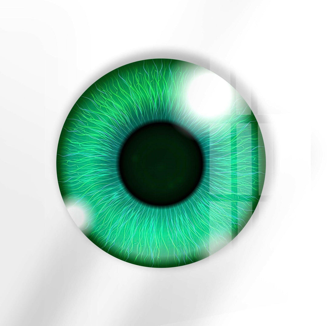 Green Eye Round Glass Wall Art photo print on glass, prints on glass wall art
