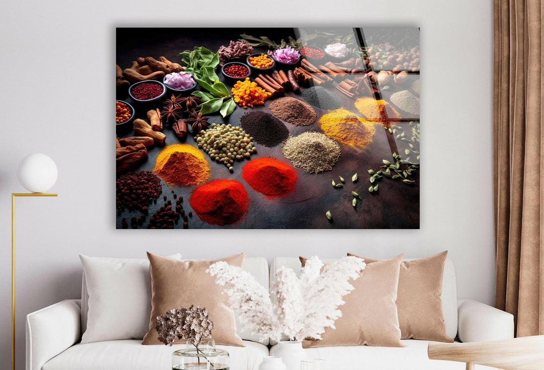 Spice Seasoning Glass Wall Art, photo print on glass, prints on glass wall art