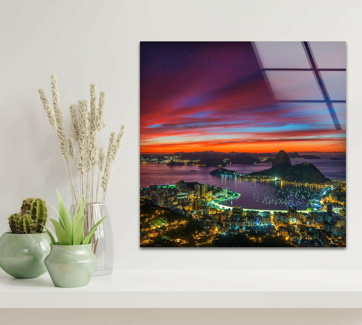 Rio De Janeiro Landscape Glass Wall Art print picture on glass, Tempered Glass Wall Art