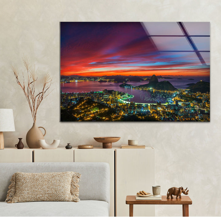 Rio De Janeiro Landscape Glass Wall Art stained glass wall art, stained glass wall decor