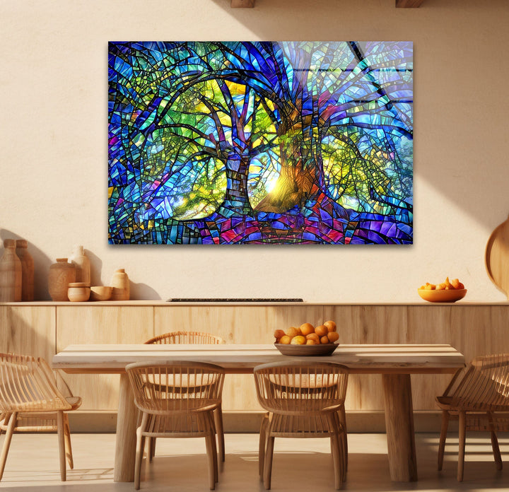 Blue Life of Tree Glass Wall Artwork & Cool Art Prints
