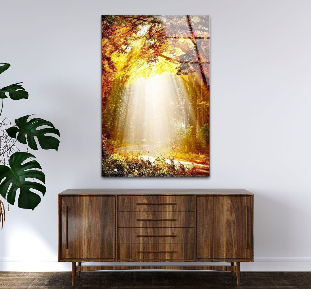 a painting on a wall above a dresser