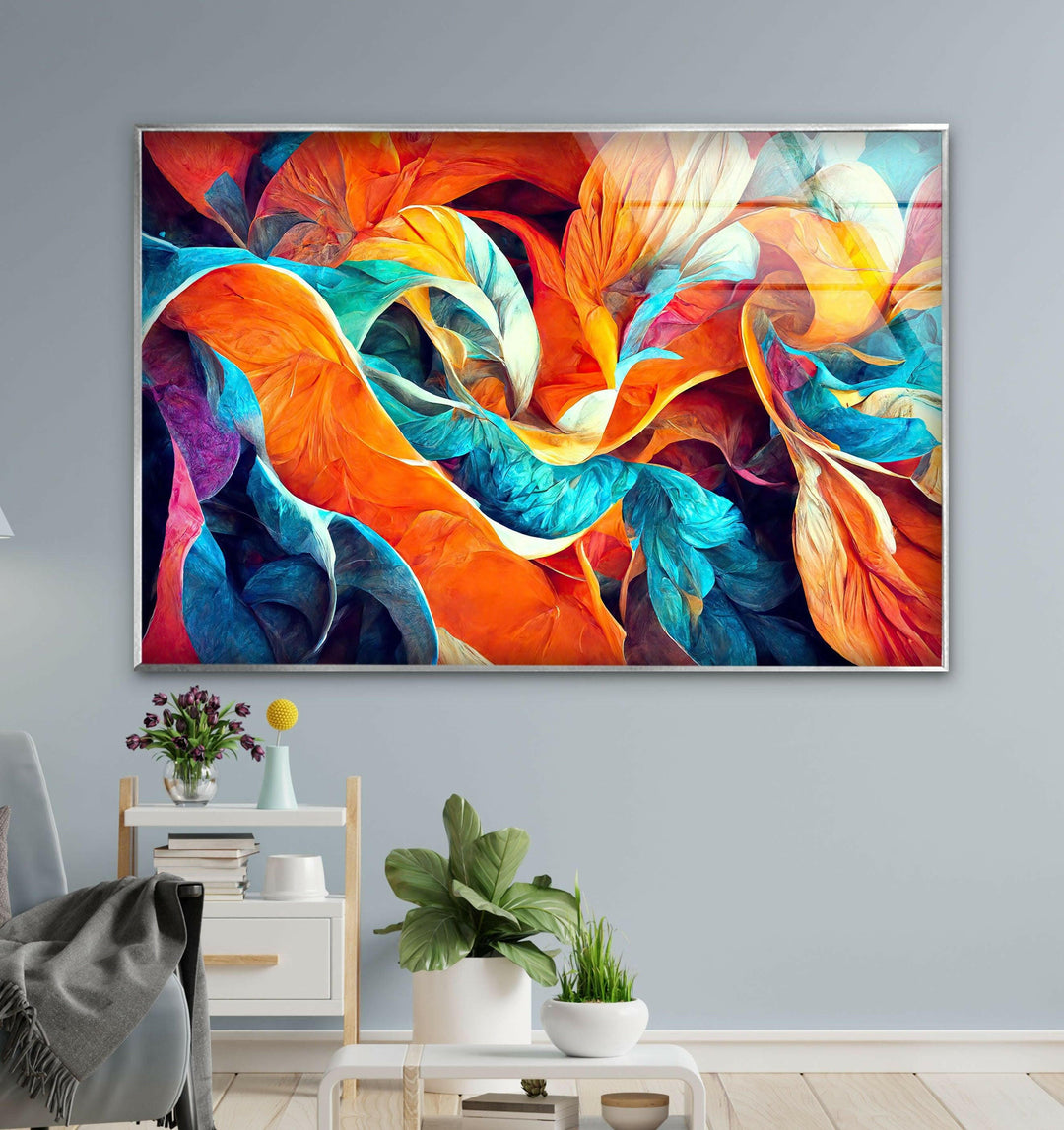 Vivid Orange Flower Glass Wall Art glass pictures for Wall, glass prints wall art