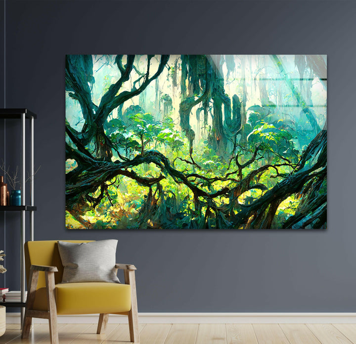 Beautiful forest landscape with vivid colors, a perfect addition to modern and nature-inspired décor.
