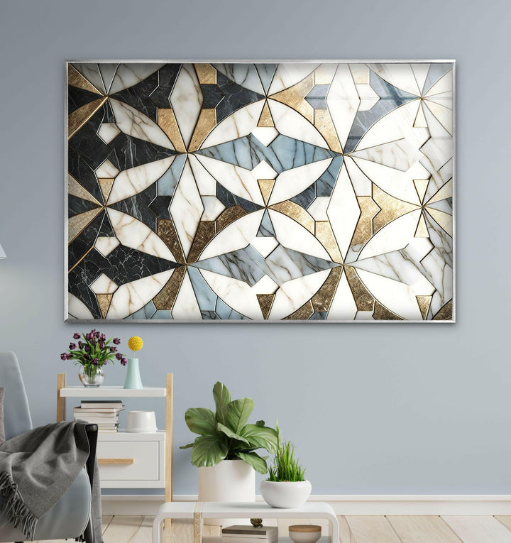 White & Brown Marble Glass Wall Art print on glass, glass printed photos