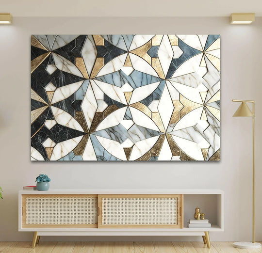 White & Brown Marble Glass Wall Art glass pictures for Wall, glass prints wall art