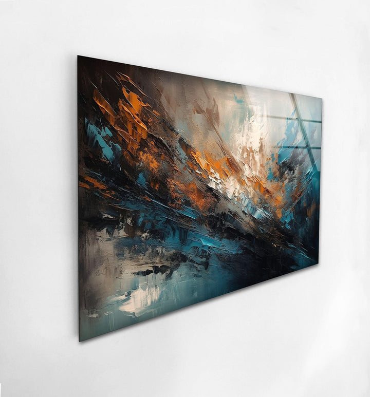 Blue & Orange Painting Glass Wall Art print on glass, glass printed photos