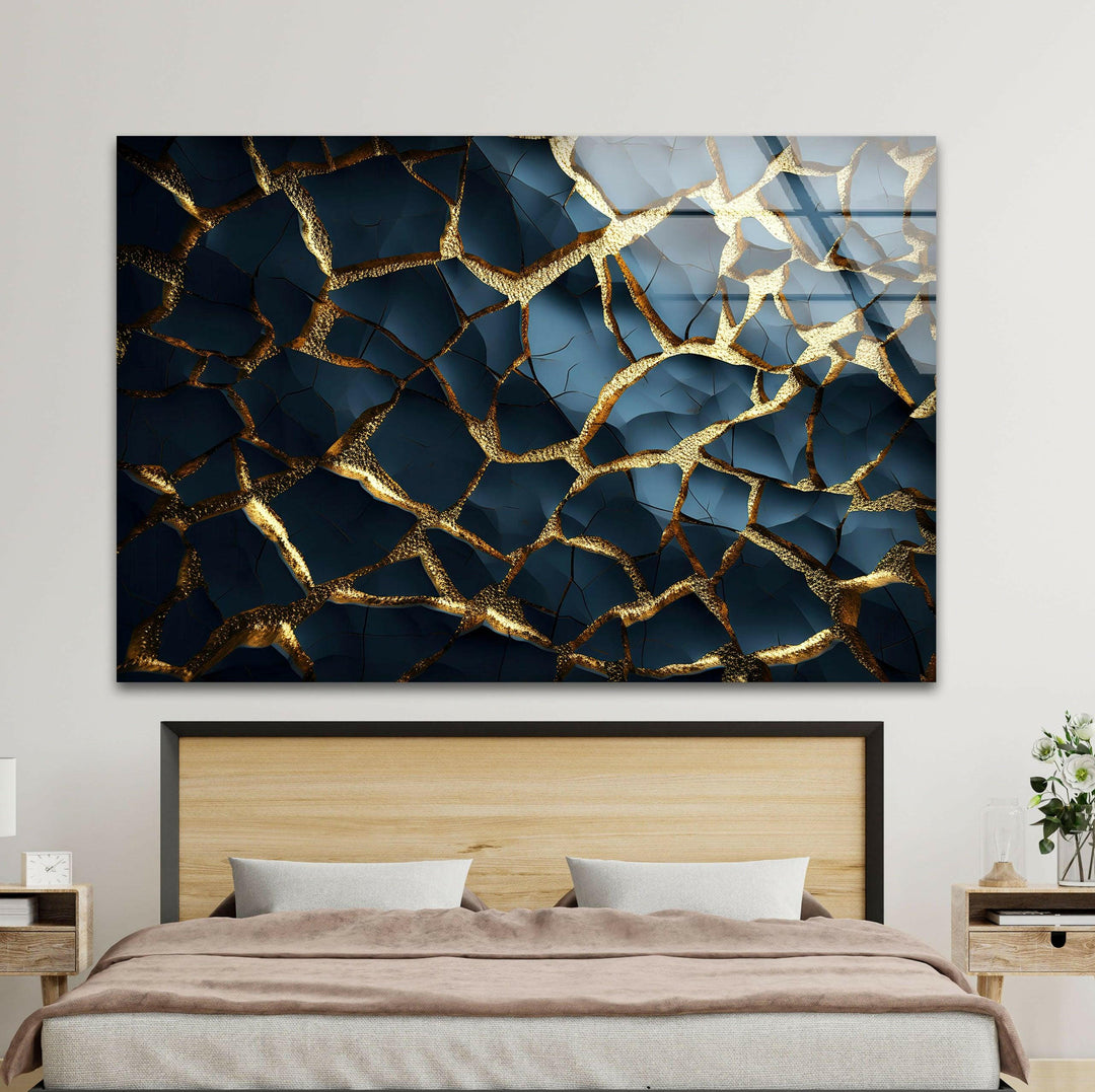 Cracked Gold Marble Glass Wall Art stained glass wall art, stained glass wall decor