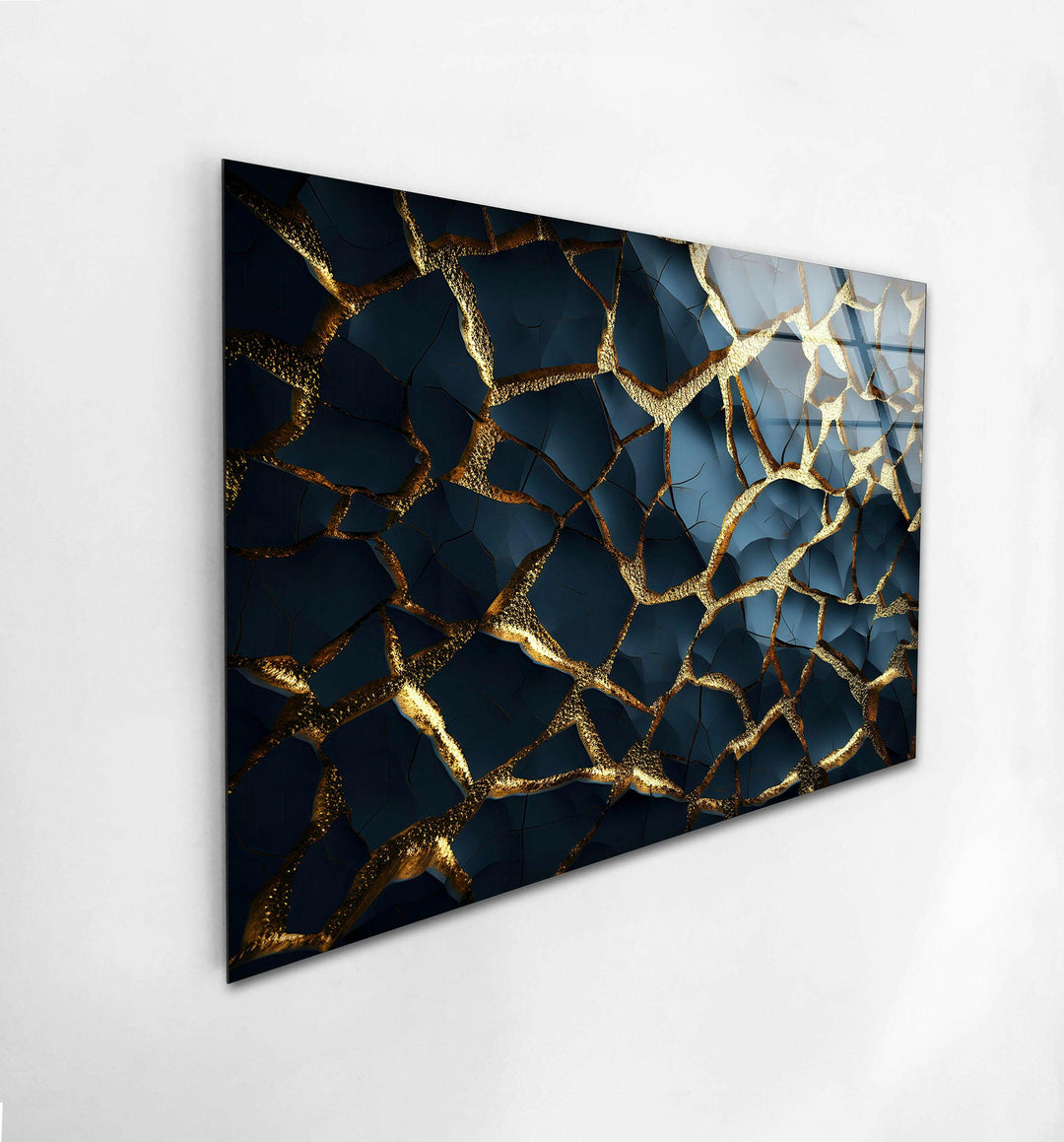 Cracked Gold Marble Glass Wall Art Glass Printing Wall Art, Print photos on glass