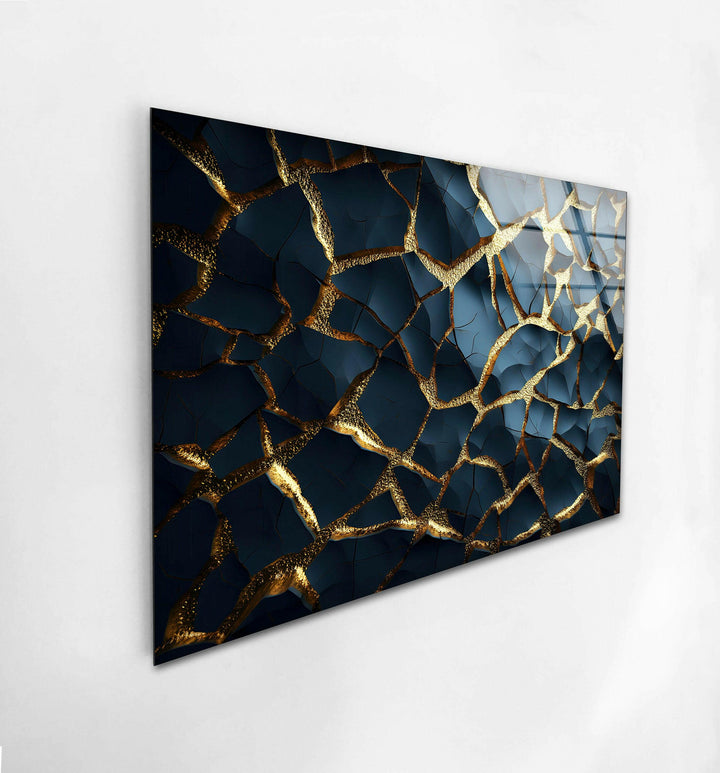 Cracked Gold Marble Glass Wall Art Glass Printing Wall Art, Print photos on glass
