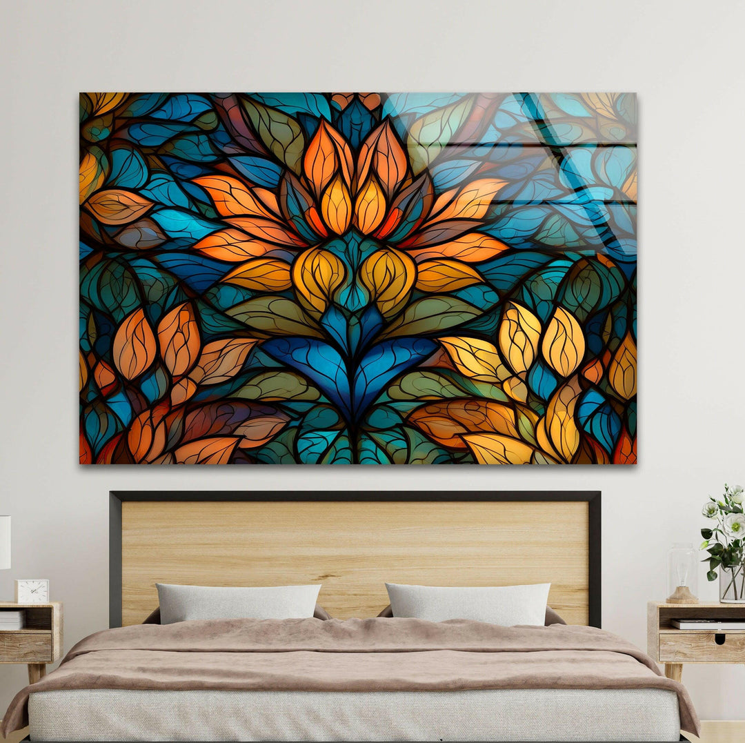 Stained Orange Flower Glass Wall Art art glass wall art, glass wall art pictures