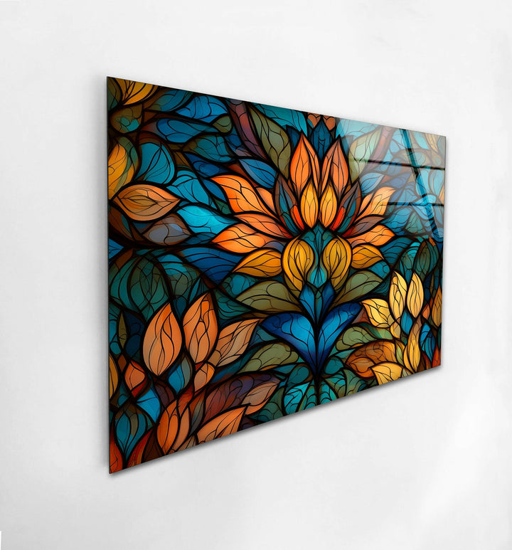 Stained Orange Flower Glass Wall Art stained glass wall art, stained glass wall decor