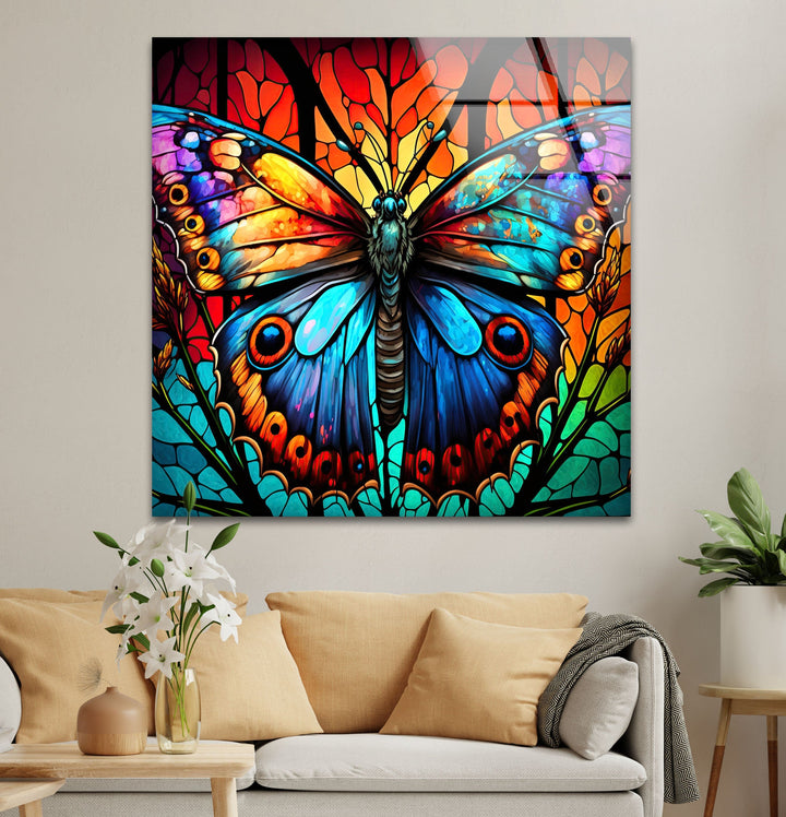 Colored Butterfly Art Glass Wall Art             glass wall decor, glass wall art decor