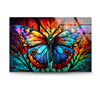 a painting of a colorful butterfly on a white background