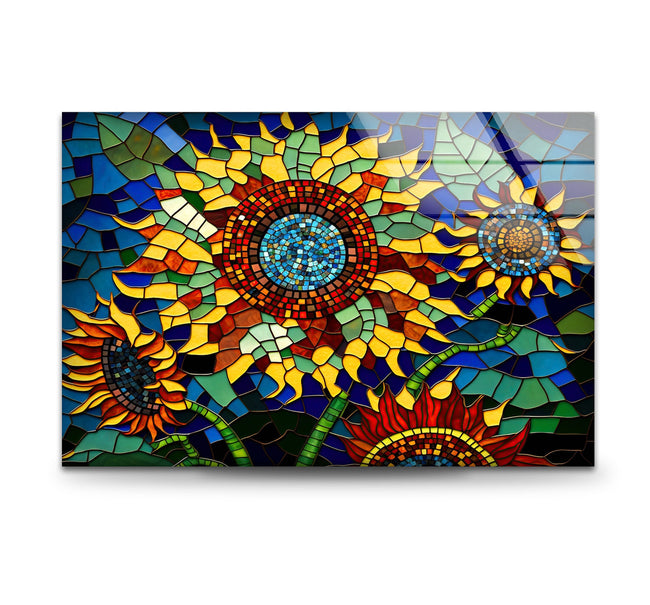 Sunflower Tempered Glass Wall Art
