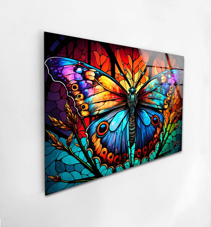 Colored Butterfly Art Glass Wall Art picture on glass wall art, photos printed on glass