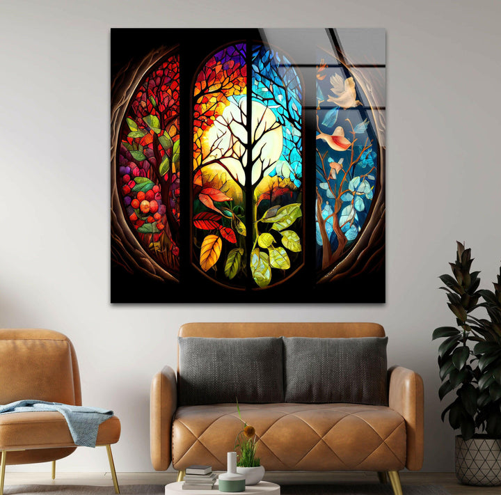 Luminous Stained Glass Wall Art picture on glass wall art, photos printed on glass