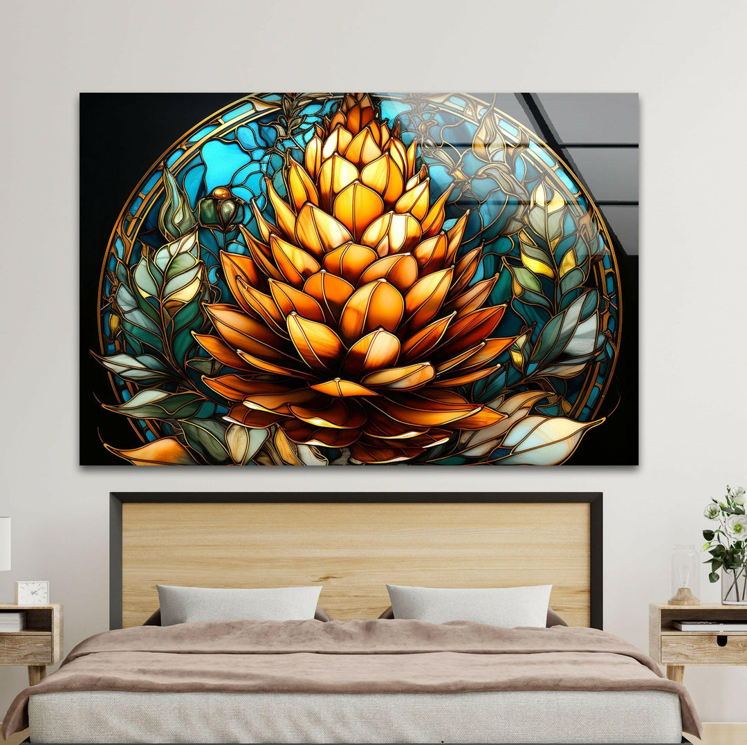 Stained Pine Cone Glass Wall Art stained glass wall art, stained glass wall decor