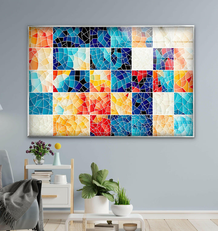 Mosaic of Different Colors Glass Wall Art custom glass pictures, glass art prints