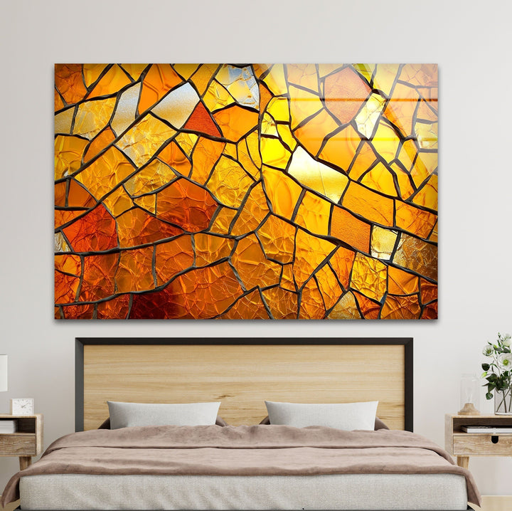 Stained Orange Cracked Glass Wall Art large glass photo prints, glass wall photos