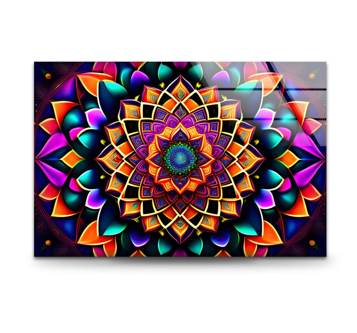 Colorful Mandala Glass Wall Art glass photo prints, glass picture prints