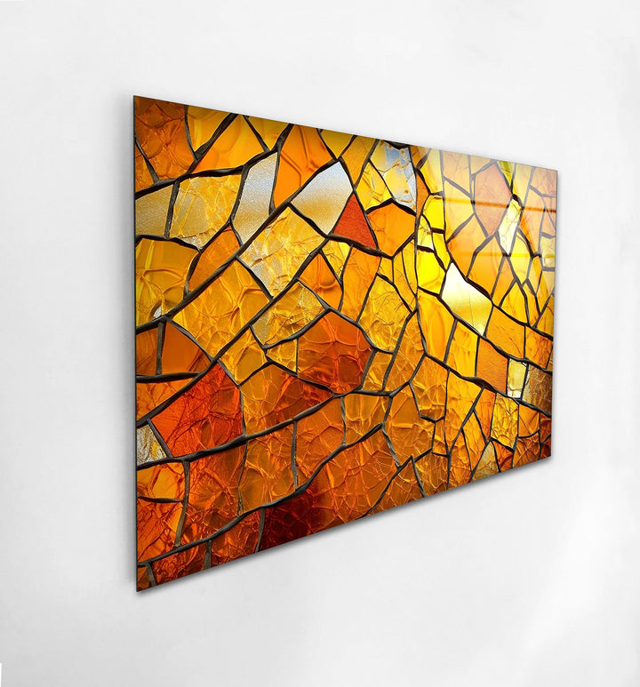 Stained Orange Cracked Glass Wall Art Glass Printing Wall Art, Print photos on glass