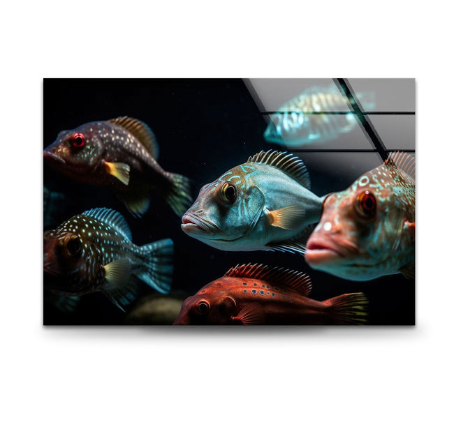 Fishes Tempered Glass Wall Art